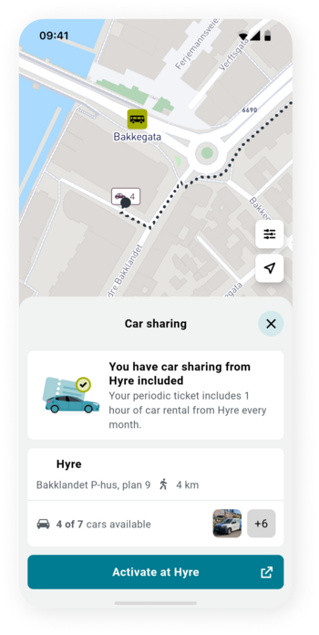 Get two hours of car sharing with a periodic ticket in the AtB app - AtB