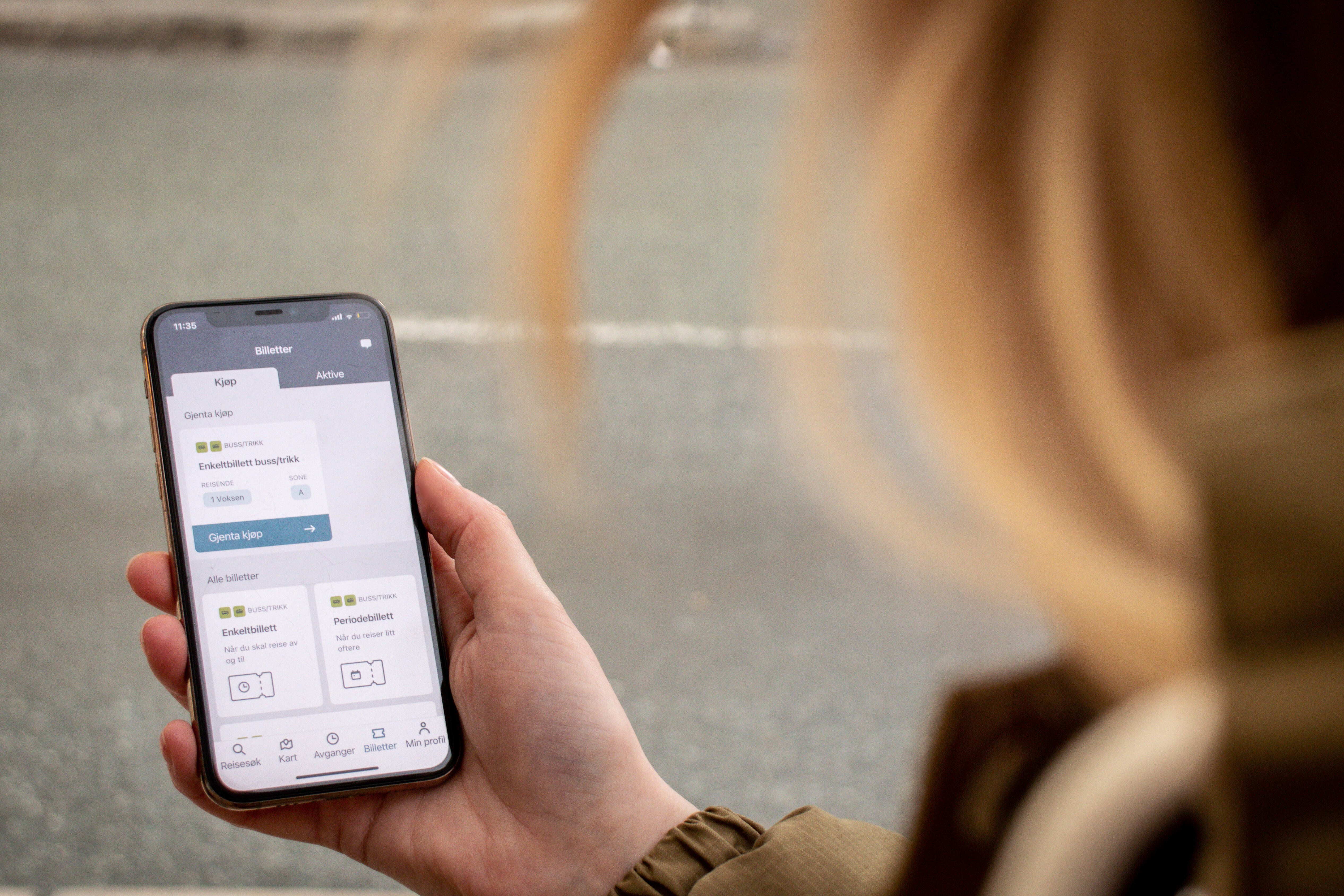 AtB-appen på holdeplass