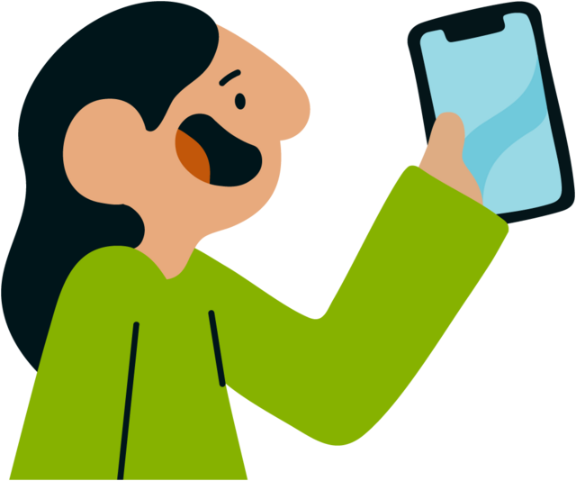 illustrasjon jente ser på mobil