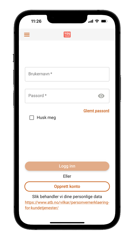 innloggingsside for youtravel