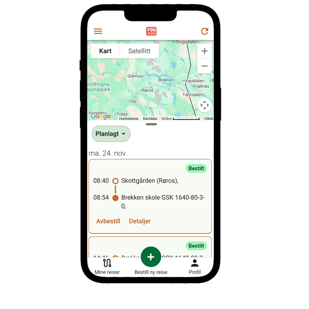 oversikt over planlagte skoleturer med drosje