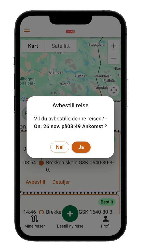 bekreft avbestilling av skolereise