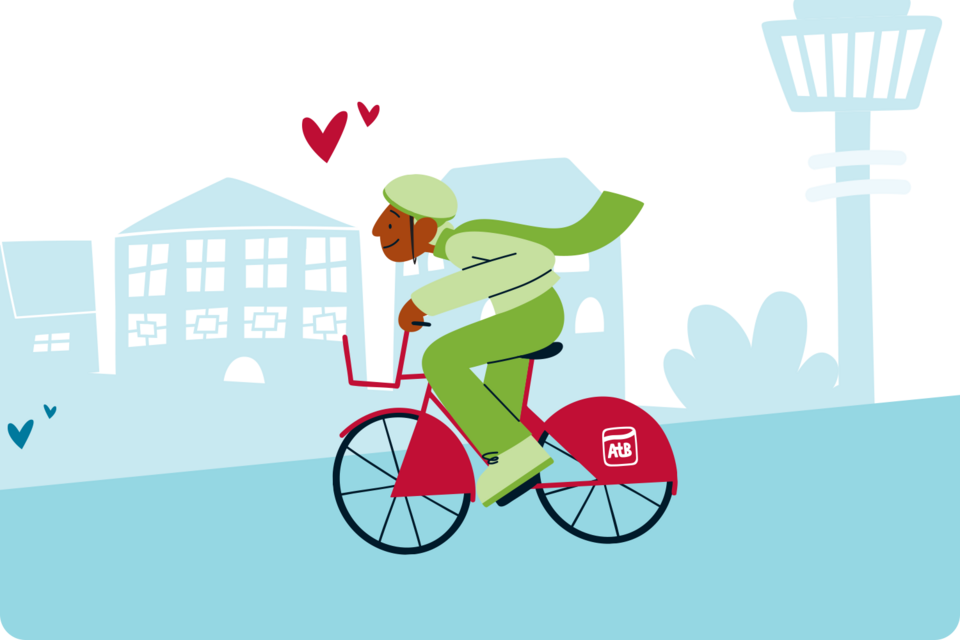 illustrasjon av syklist i bymiljø