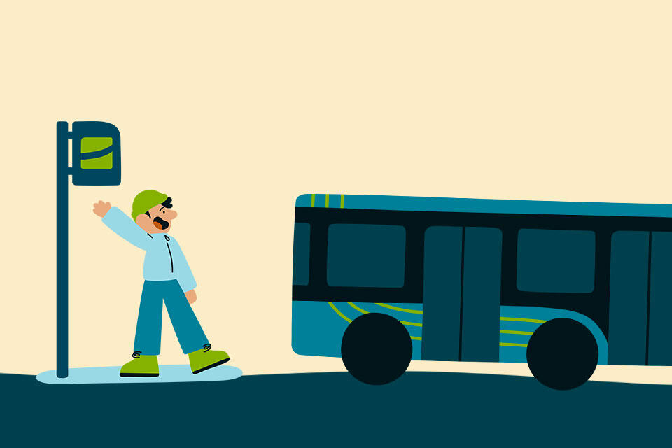 Reisende vinker til bussen